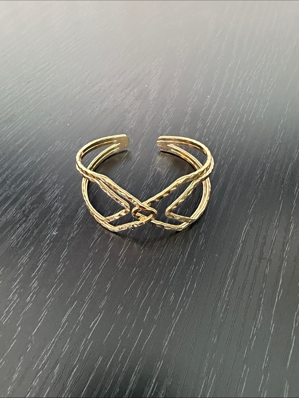 Gold Openwork Crisscross Cuff Bracelet - Women Jewelry